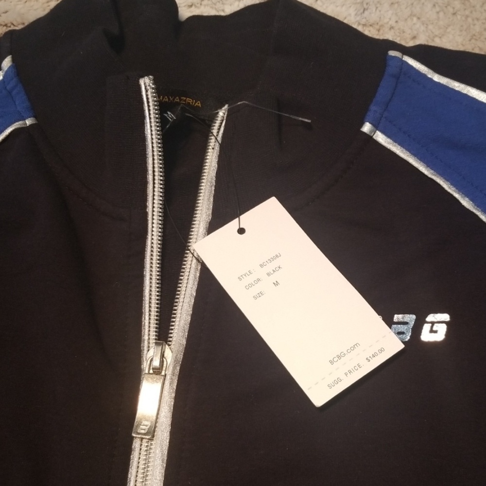 BCBGMaxAzria Black Blue Performance Full Zipup Athletic Long Sleeve Size M NWT - Picture 5 of 7